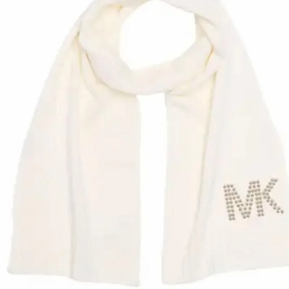 Michael Kors Womens Cream Knit Dome Studded Beanie Hat and Scarf 2 Pc Set New